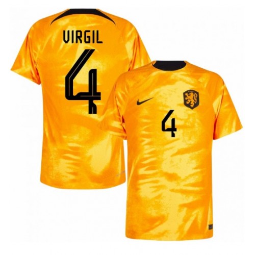 Netherlands Virgil van Dijk #4 Replica Home Stadium Shirt World Cup 2022 Short Sleeve